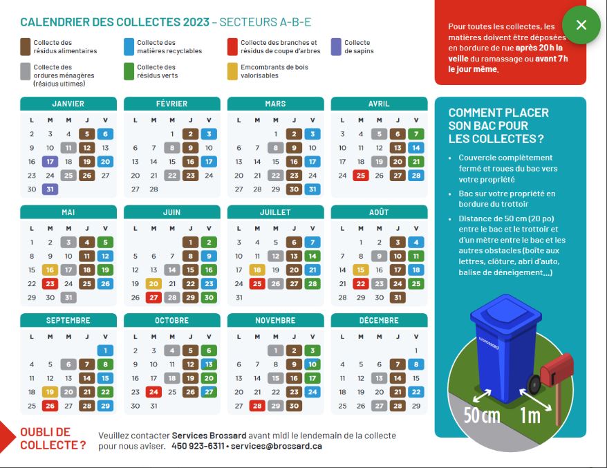 Calendrier collecte 2023 secteurs abe brossard.JPG