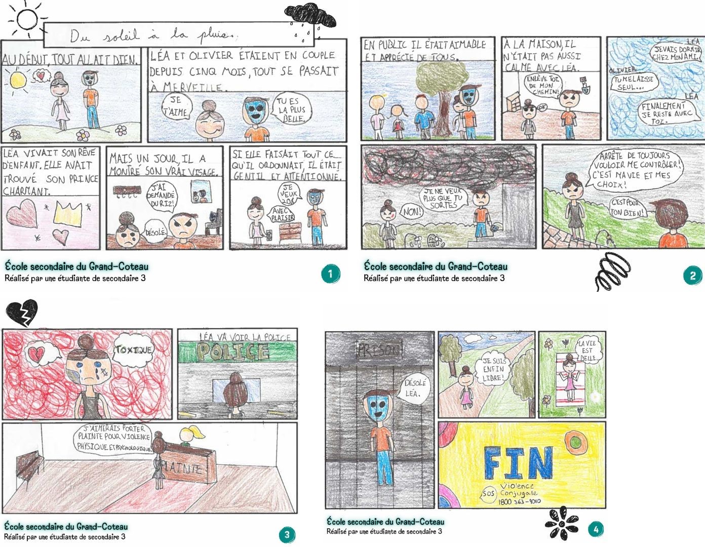 Création sans titre.jpg Bande dessinée réalisée par une élève de secondaire 3 de l'école du Grand-Coteau